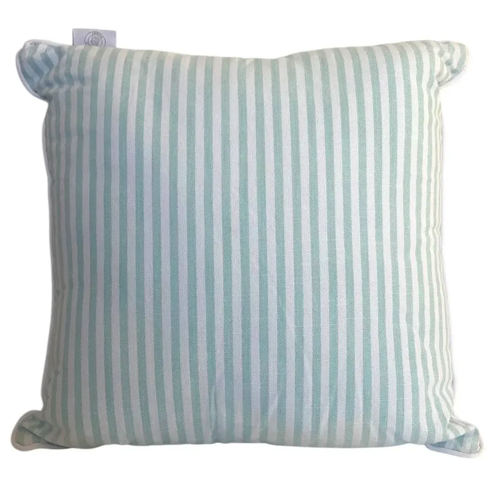 Snuggle Bunny White and Teal Striped Accent Pillow Spring Easter 18